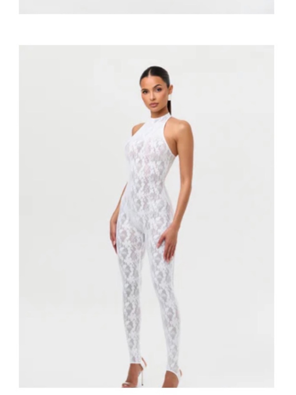 Naked Wardrobe White Lace Jumpsuit